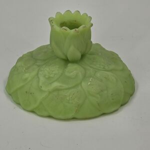 Fenton Green Floral Candle Holder